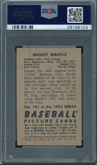1952 Bowman #101 Mickey Mantle PSA 8
