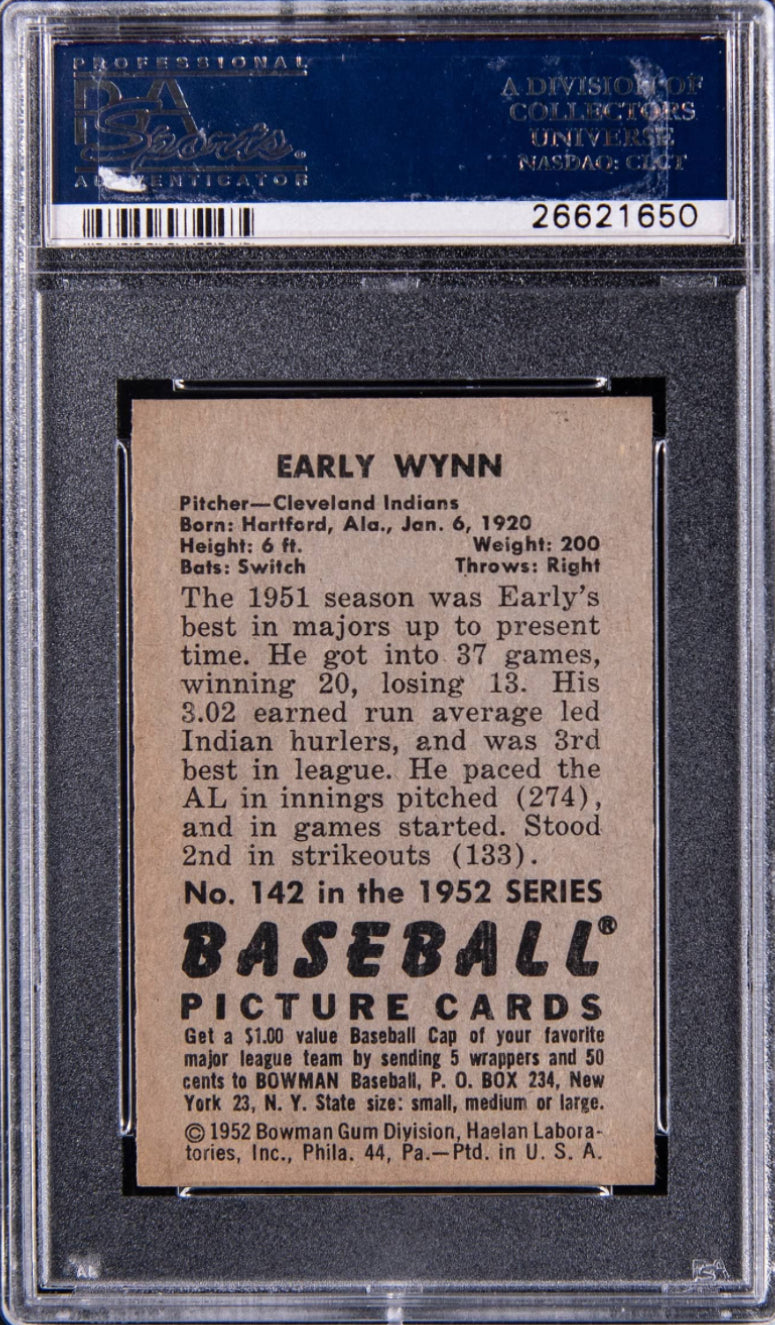 1952 Bowman #142 Early Wynn PSA MINT 9