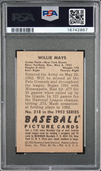 1952 Bowman #218 Willie Mays PSA MINT 9