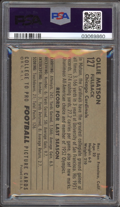 1952 Bowman Large #127 Ollie Matson PSA NM-MT 8