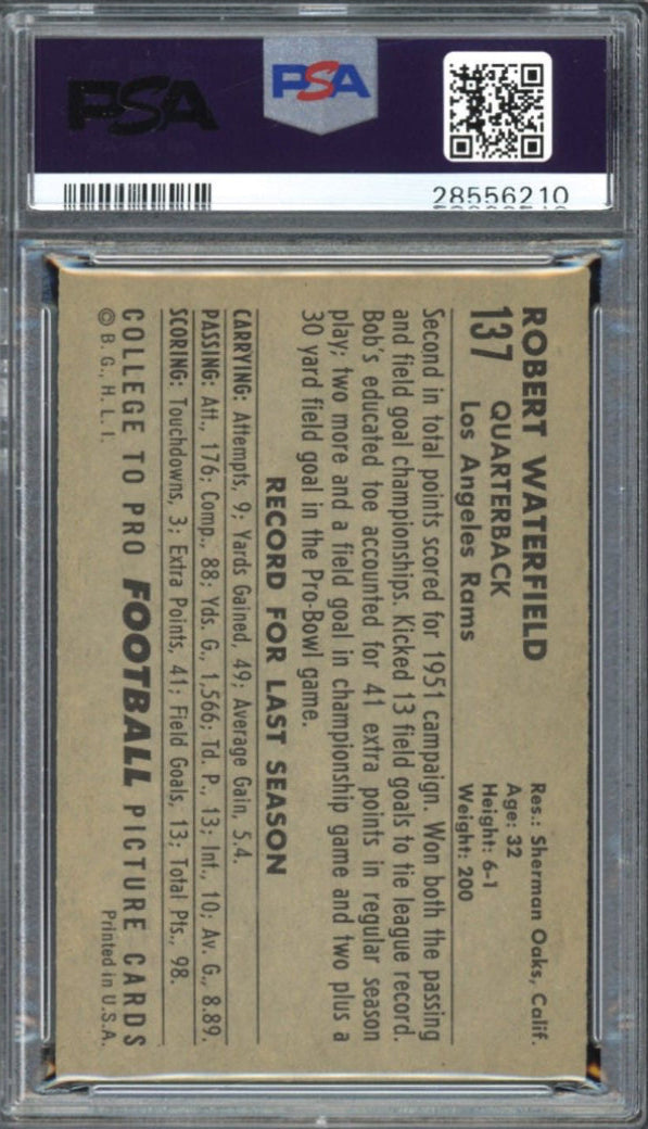 1952 Bowman Large #137 Bob Waterfield PSA NM-MT 8