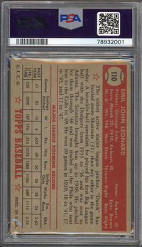 1952 Topps #110 Dutch Leonard PSA EX-MT 6