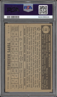 1952 Topps #13 Johnny Wyrostek Black Back PSA EX-MT 6