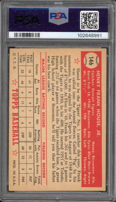 1952 Topps #146 Frank House PSA VG-EX 4