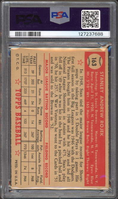 1952 Topps #163 Stan Rojek PSA EX 5