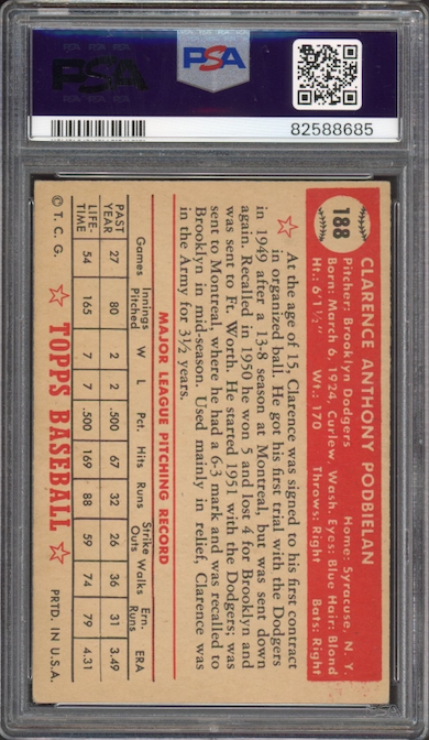 1952 Topps #188 Clarence Podbielan PSA VG-EX 4