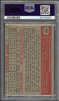 1952 Topps #192 Myron Ginsberg PSA EX-MT 6