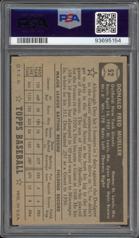 1952 Topps #52 Don Mueller Black Back PSA VG-EX 4