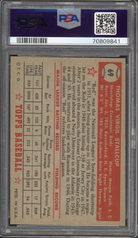 1952 Topps #69 Virgil Stallcup PSA EX-MT 6