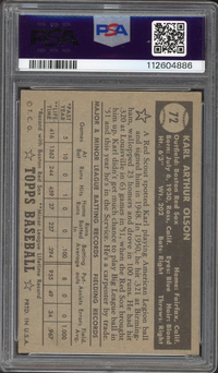 1952 Topps #72 Karl Olson Black Back PSA EX-MT 6