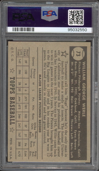 1952 Topps #73 William Werle PSA EX-MT 6