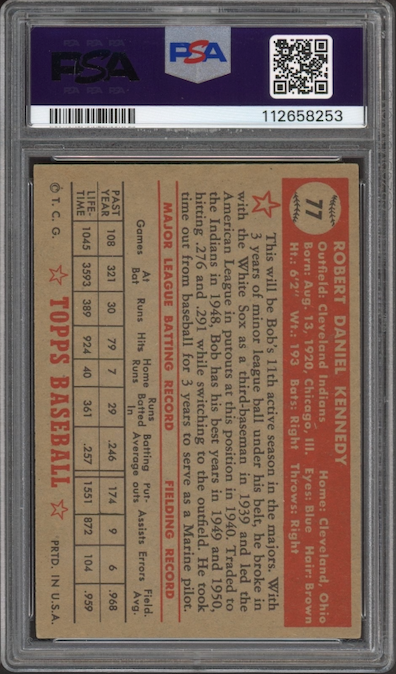 1952 Topps #77 Bob Kennedy PSA VG-EX 4