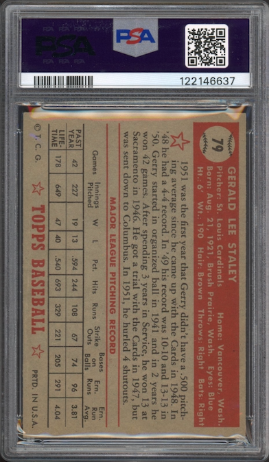 1952 Topps #79 Gerald Staley PSA EX+ 5.5