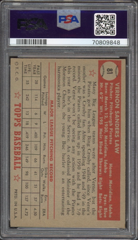 1952 Topps #81 Vernon Law PSA EX-MT 6