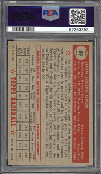 1952 Topps #89 Johnny Lipon PSA EX-MT+ 6.5