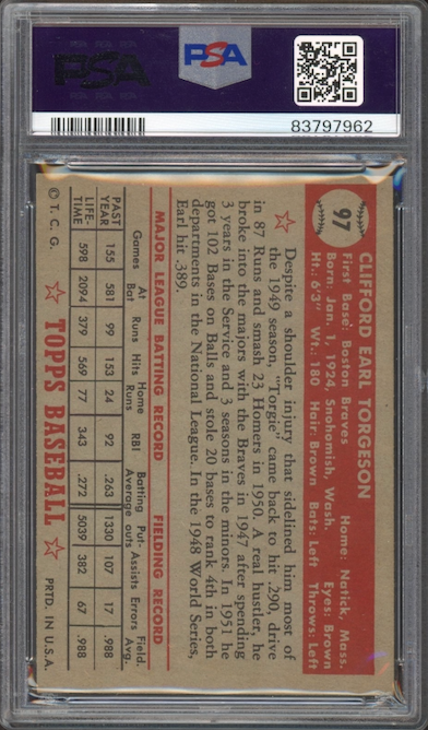 1952 Topps #97 Earl Torgeson PSA EX+ 5.5