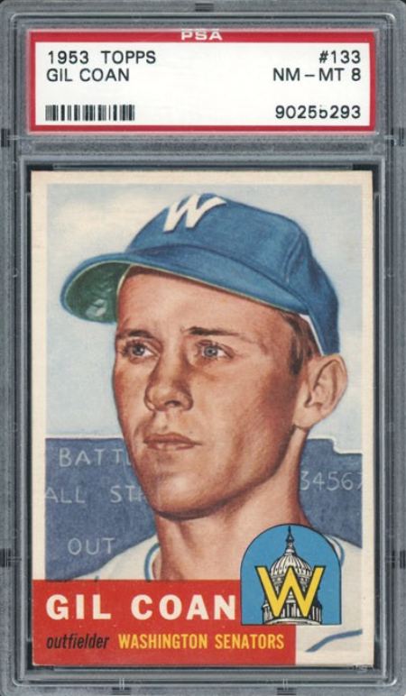 1953 Topps #133 Gil Coan PSA 8