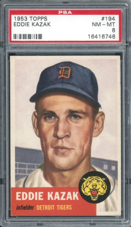 1953 Topps #194 Eddie Kazak PSA 8