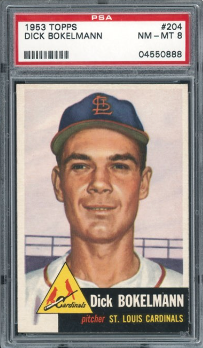 1953 Topps #204 Dick Bokelmann PSA 8