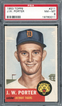 1953 Topps #211 J.W. Porter PSA 8