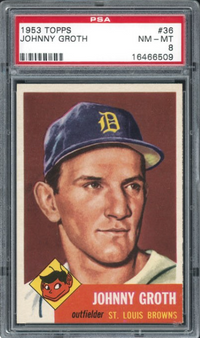 1953 Topps #36 Johnny Groth PSA 8