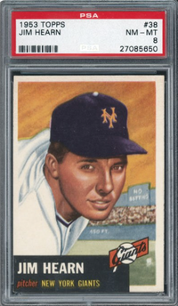 1953 Topps #38 Jim Hearn PSA 8