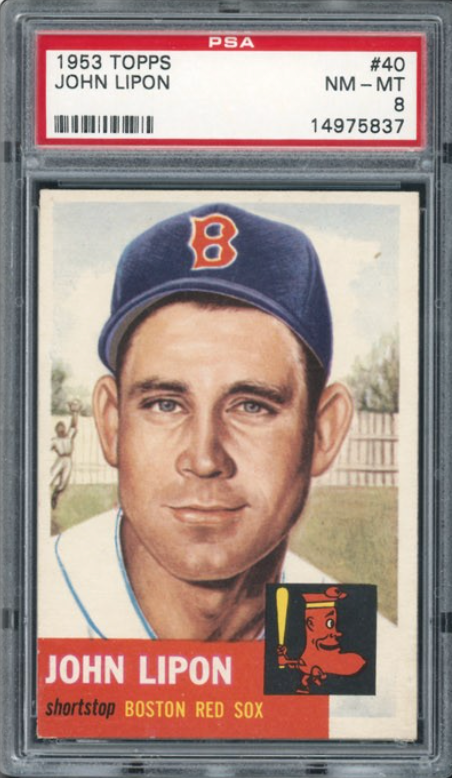 1953 Topps #40 John Lipon PSA 8