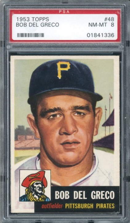 1953 Topps #48 Bob Del Greco PSA 8