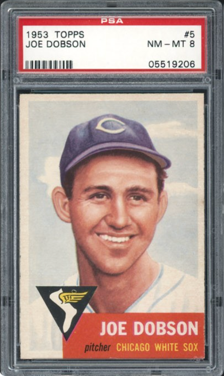 1953 Topps #5 Joe Dobson PSA 8