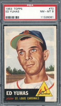 1953 Topps #70 Ed Yuhas PSA 8