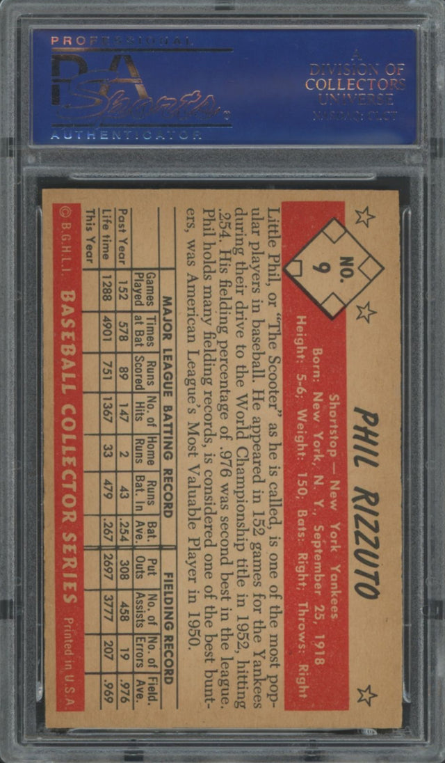 1953 Bowman #9 Phil Rizutto NM-MT PSA 8