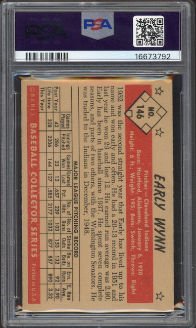 1953 Bowman Color #146 Early Wynn PSA NM-MT 8