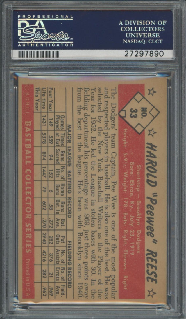 1953 Bowman Color #33 Pee Wee Reese PSA NM-MT 8