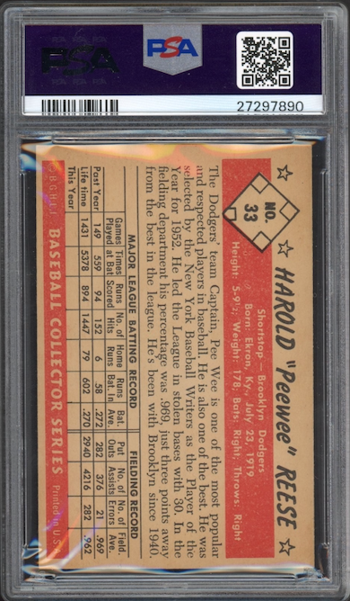 1953 Bowman Color #33 Pee Wee Reese PSA NM-MT 8