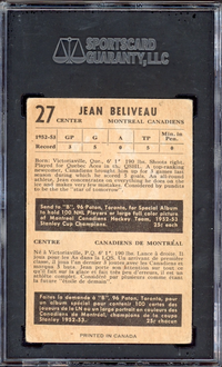 1953 Parkhurst #27 Jean Beliveau ROOKIE SGC VG 40