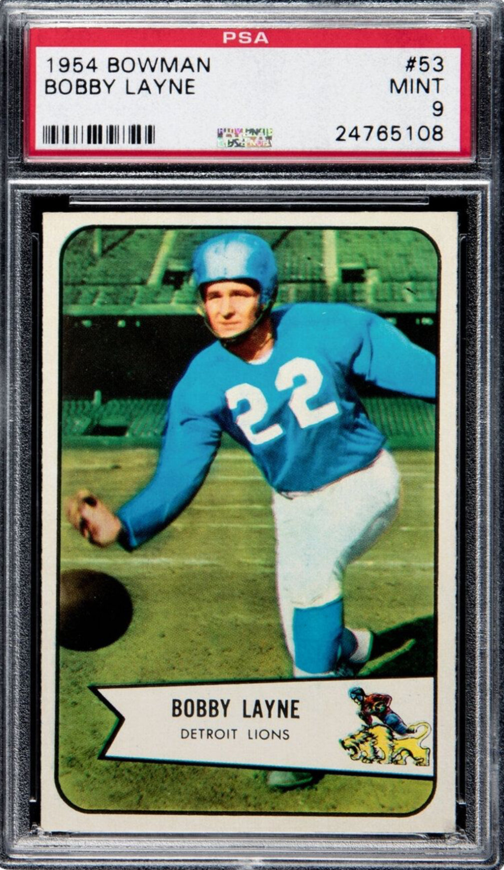 1954 Bowman #53 Bobby Layne PSA 9