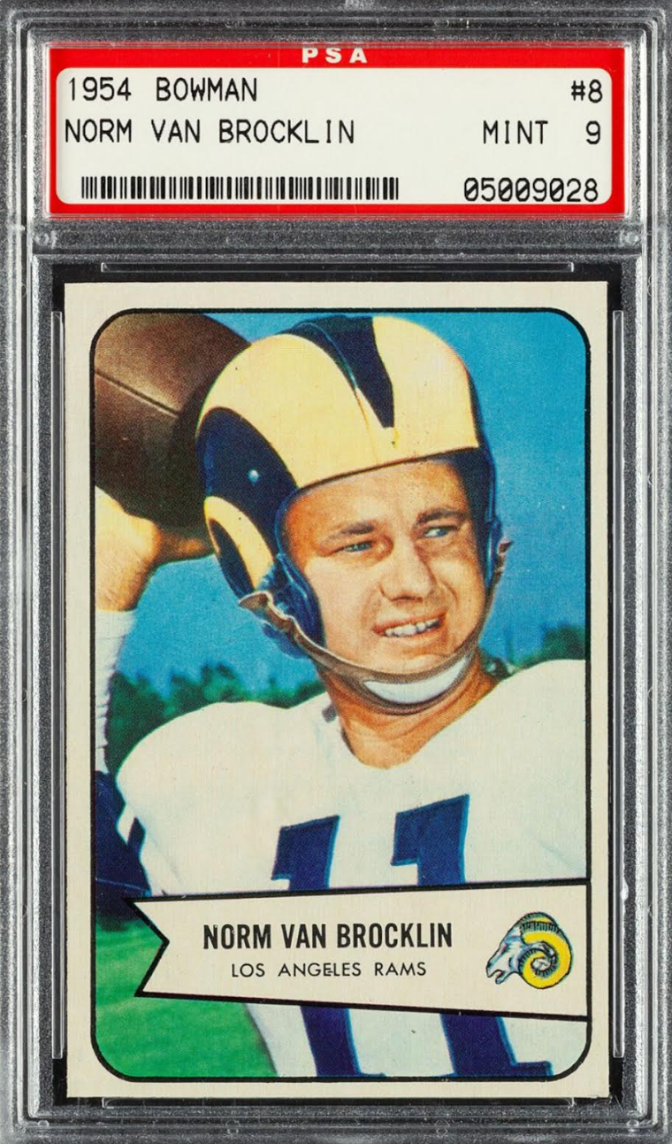 1954 Bowman #8 Norm Van Brocklin PSA 9