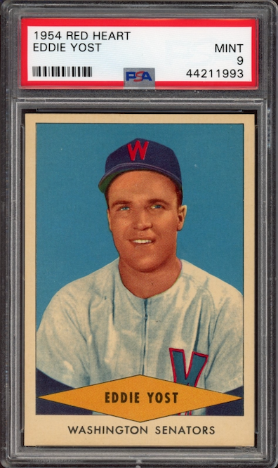 1954 Red Heart Eddie Yost PSA MINT 9