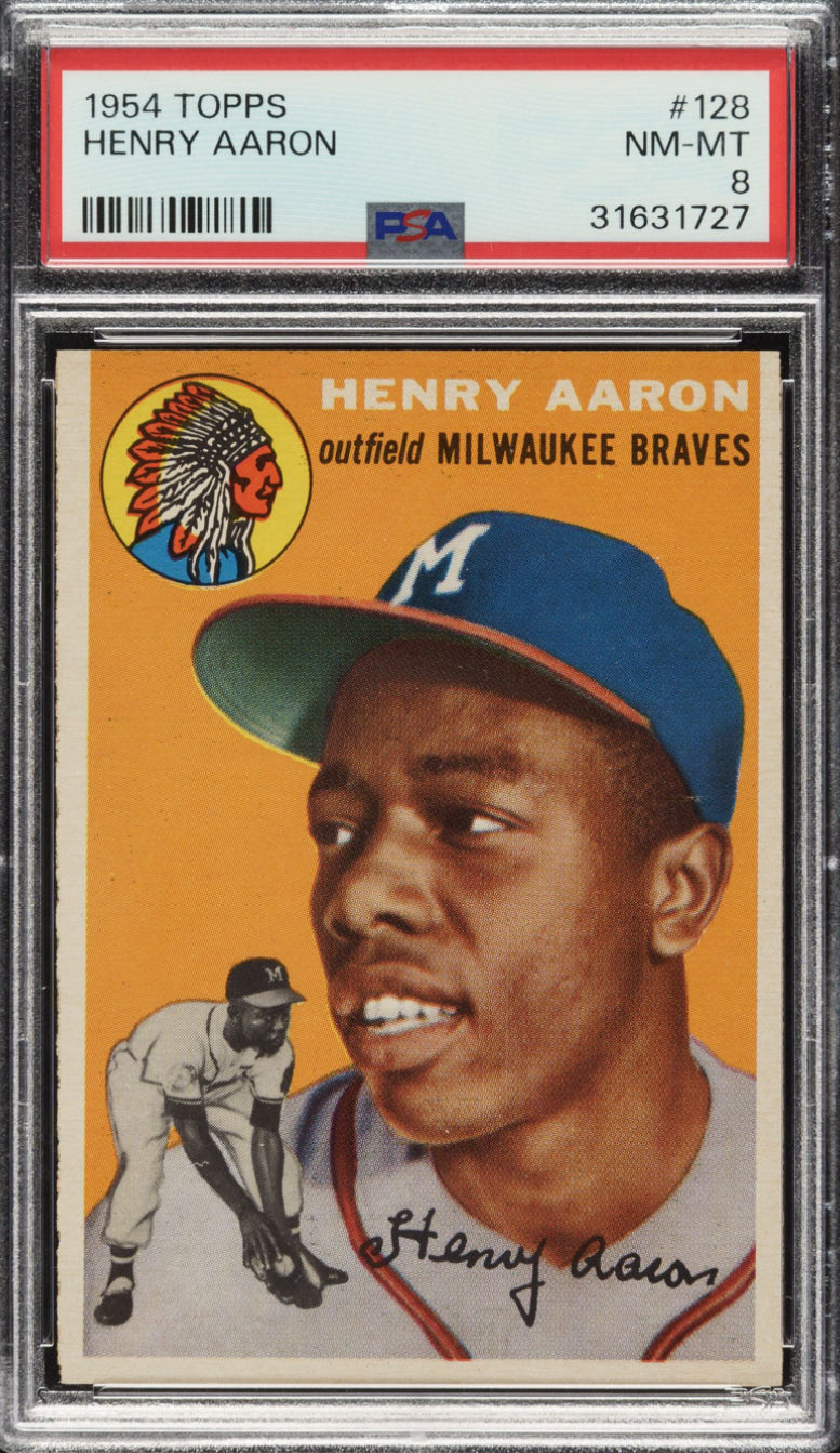 1954 Topps #128 Hank Aaron PSA 8