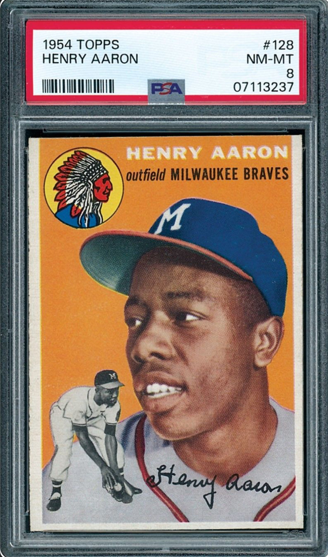 1954 Topps #128 Henry Aaron PSA 8