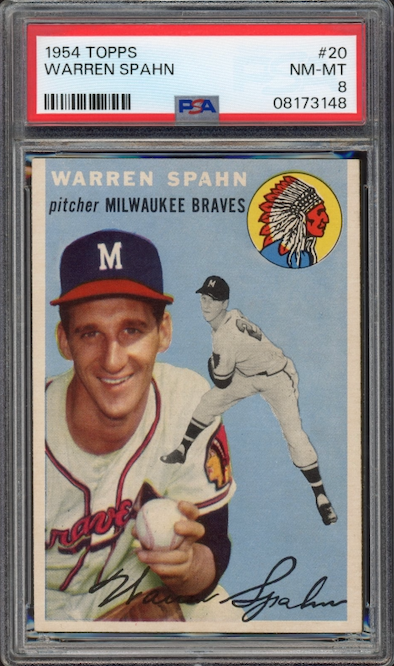 1954 Topps #20 Warren Spahn PSA NM-MT 8