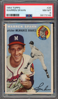 1954 Topps #20 Warren Spahn PSA NM-MT 8