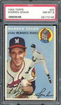 1954 Topps #20 Warren Spahn PSA 8