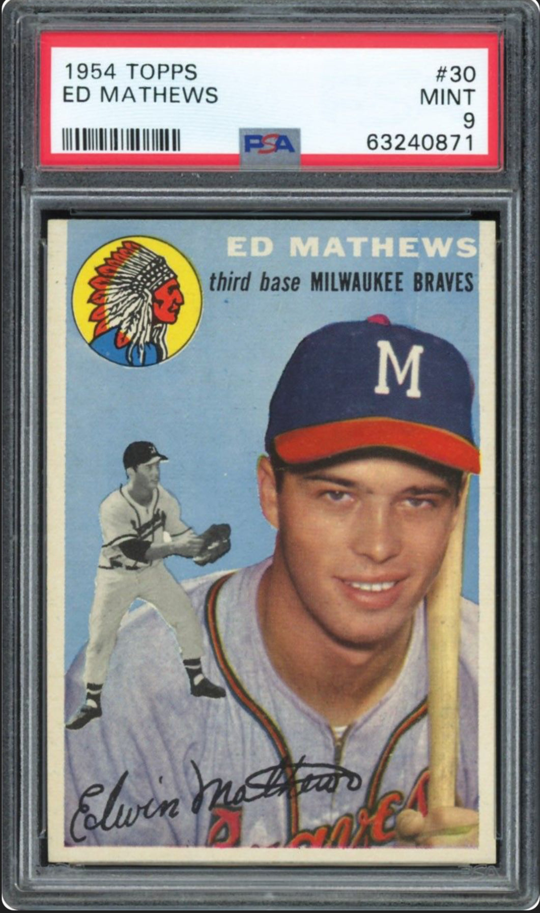 1954 Topps #30 Ed Matthews PSA 9