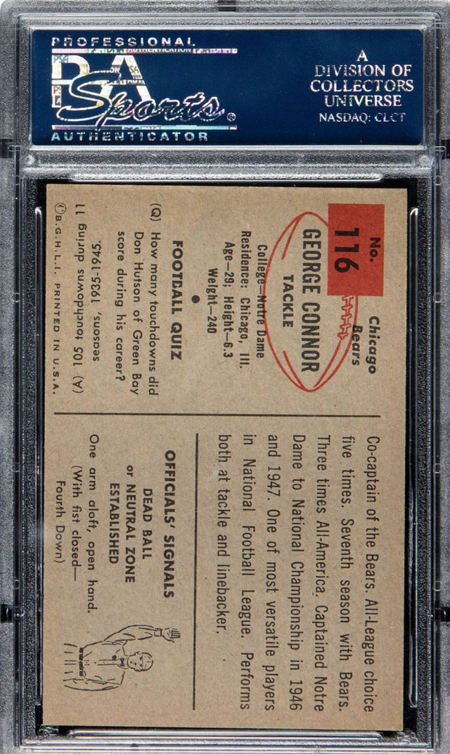 1954 Bowman #116 George Connor PSA MINT 9