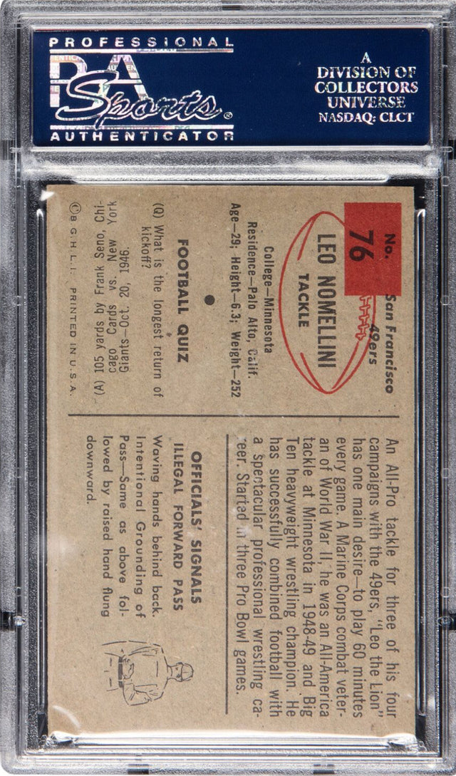 1954 Bowman #76 Leo Nomellini PSA GEM MINT 10