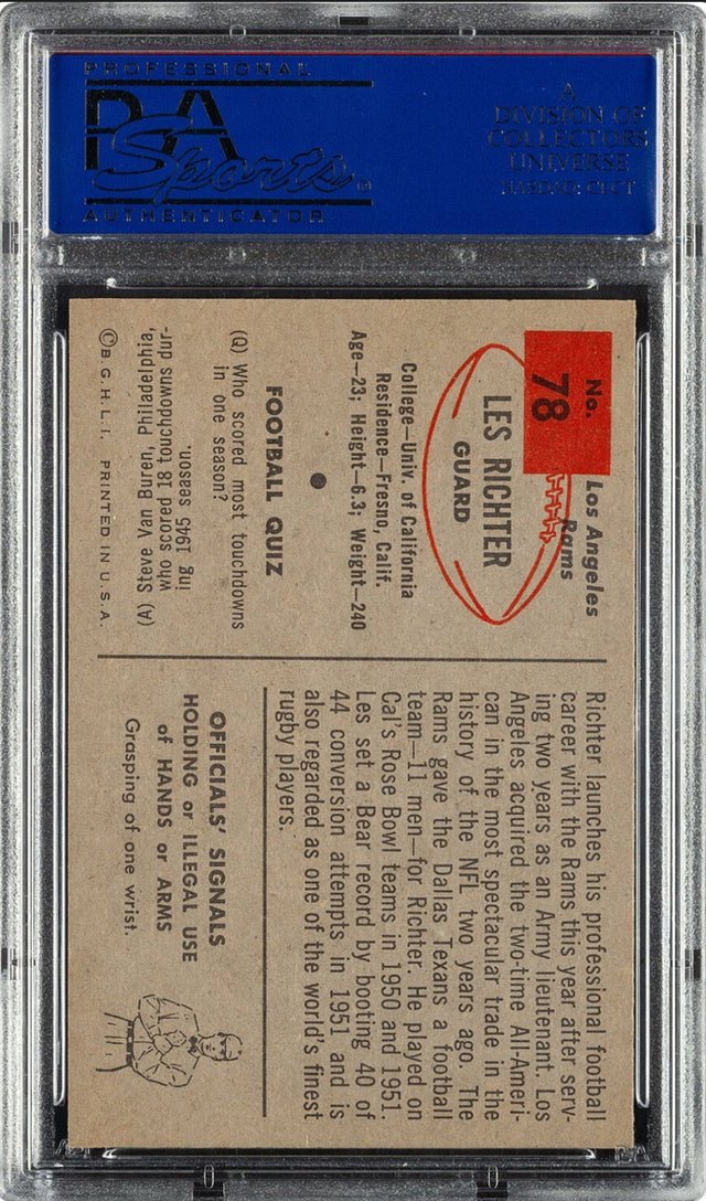 1954 Bowman #78 Les Richter PSA MINT 9