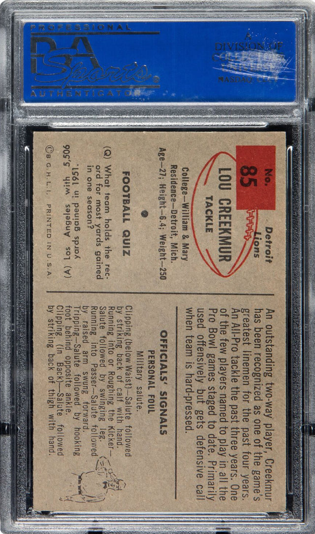 1954 Bowman #85 Lou Creekmur PSA 9