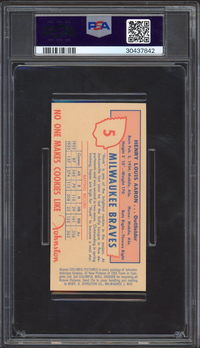 1954 Johnston Cookies Hank Aaron ROOKIE PSA MINT 9