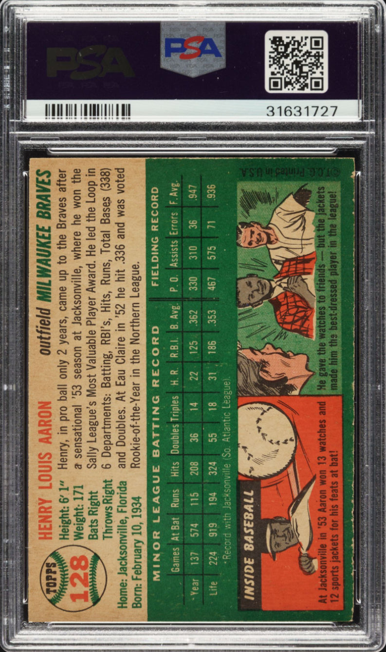 1954 Topps #128 Hank Aaron PSA 8